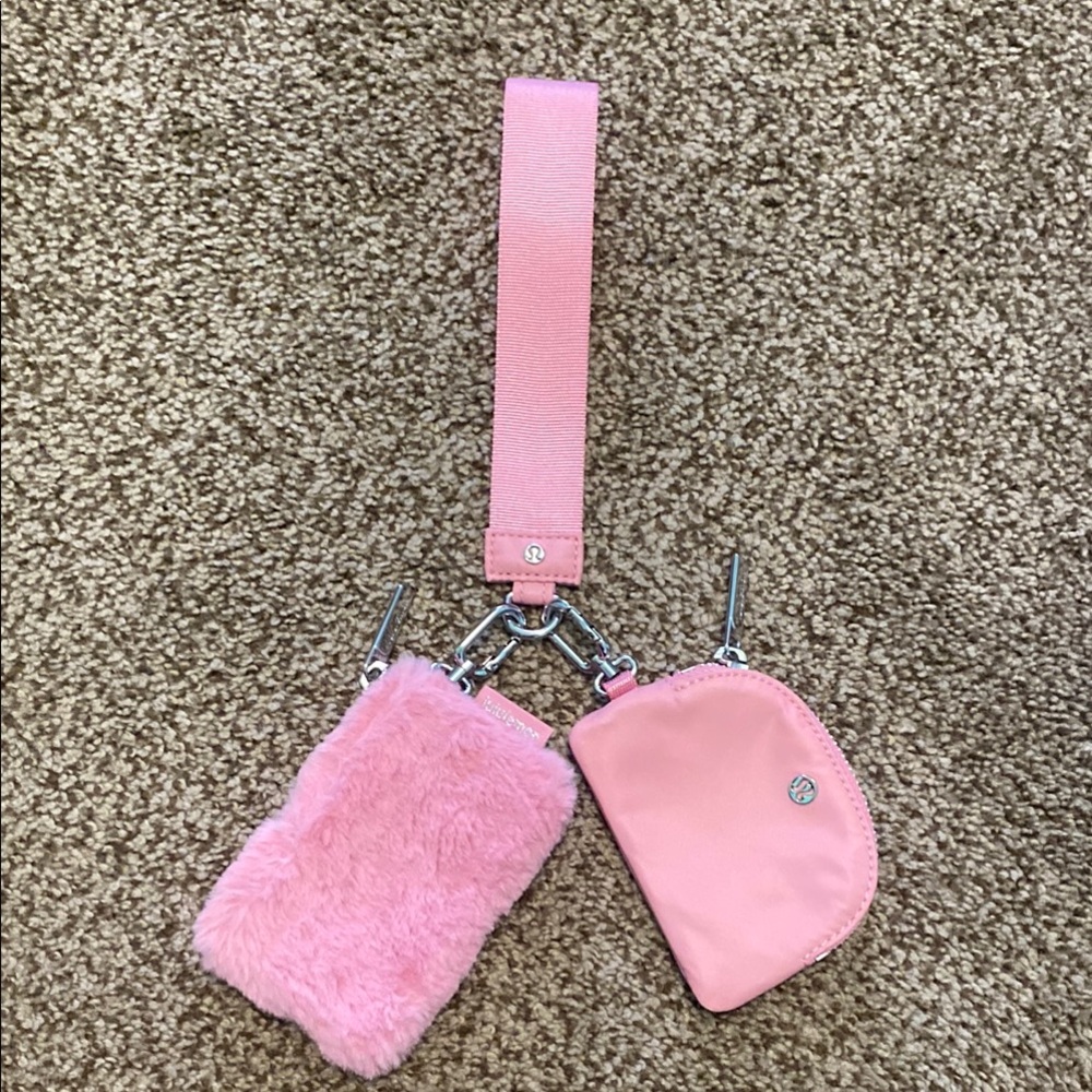 Lululemon Pink Furry and Smooth Pouch Set